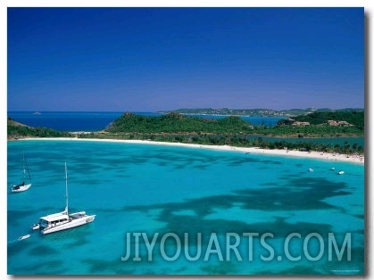 Deep Bay, Beach and Yachts, Blue Water, Antigua, Caribbean Islands