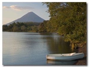 Boat on Lago de Nicaragua with Volcan Concepcion in Distance, Isla de Ometepe, Rivas, Nicaragua