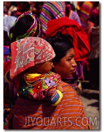 Mother and Baby in Crowd, Zunil, Guatemala