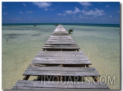 Wooden Pier with Broken Planks, Ambergris Caye, Belize
