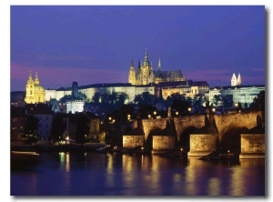 Night View of Charles Bridge and Prague Castle