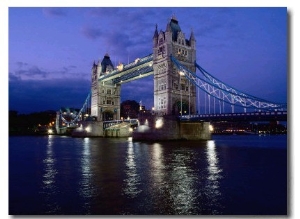 Tower Bridge and River Thames at Night, London, England
