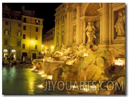 Trevi Fountain at Night, Rome, Italy