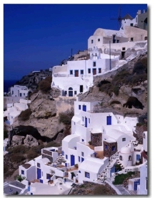 White Cliff Side Houses, Oia, Santorini Island, Southern Aegean, Greece
