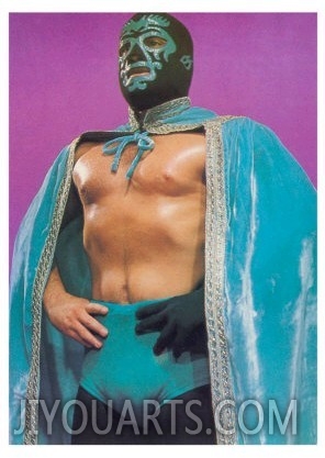 Mexican Wrestler in Turquoise Cape