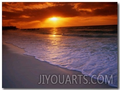 Sunrise Over the Caribbean Sea, Playa Del Carmen, Mexico