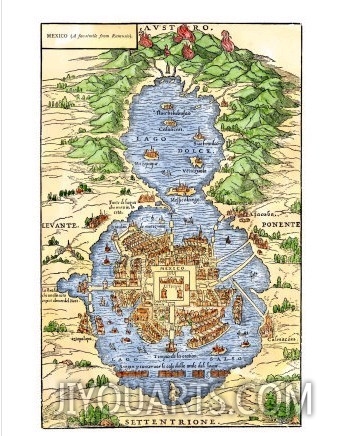 Tenochtitlan, Capital City of Aztec Mexico, an Island Connected by Causeways to Land, c.1520