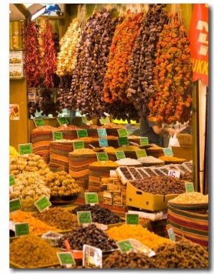 Dried Fruit and Spices for Sale, Spice Market, Istanbul, Turkey