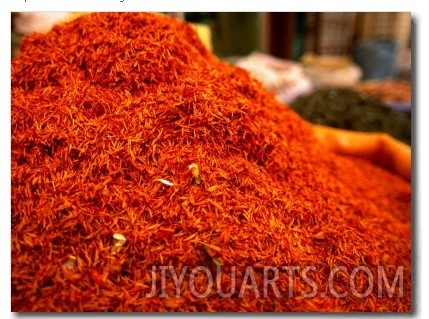 Mound of Saffron for Sale in Bazaar Shiraz, Fars, Iran