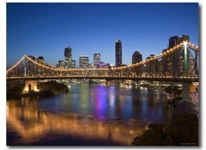 Australia, Queensland, Brisbane, Story Bridge with Riverside Centre Highrises