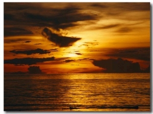 Sunset over Pacific Ocean, Yap Islands, Caroline Islands, Micronesia