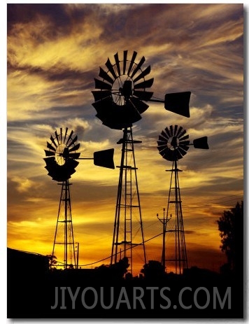 Windmills at Sunset in Penong, Australia