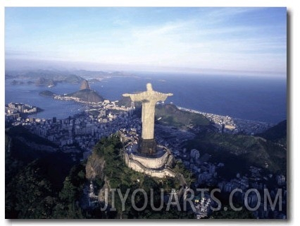 The Statue of Christ the Redeemer Stands at Top of Cordova Mountain Peak, Rio De Janeiro, Brazil