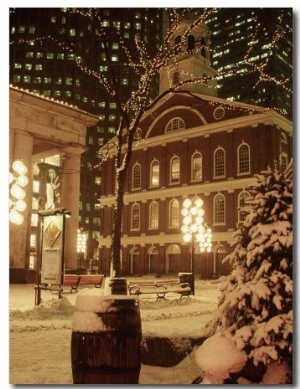 Faneuil Hall at Christmas with Snow, Boston, MA