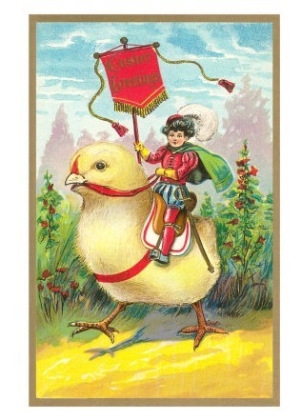 Easter Greetings, Boy Riding Chick
