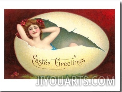 Easter Greetings, Girl in Cracked Egg,01