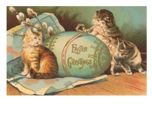 Easter Greetings, Kittens with Large Egg