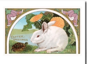 Easter Greetings, Rabbit and Turtle