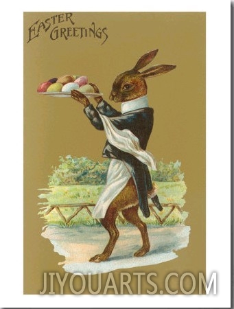 Easter Greetings, Rabbit Waiter
