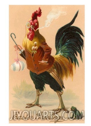 Easter Greetings, Rooster Smoking