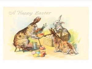Happy Easter, Rabbit Paining Eggs