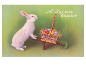 Joyous Easter, Rabbit with Wheelbarrow