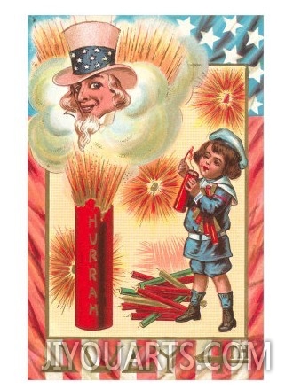 4th of July, Child with Fireworks, Uncle Sam