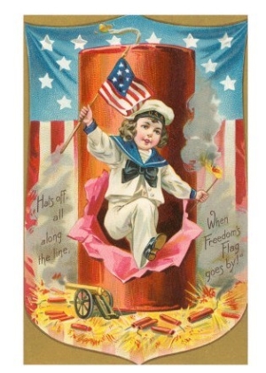 4th of July, Sailor Boy Jumping out of Rocket