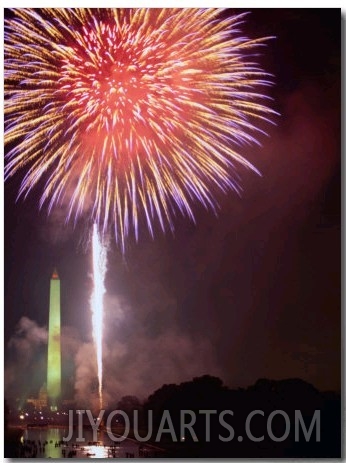 Fireworks Above Washington Monument on 4th of July, Washington DC, USA