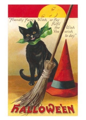 Halloween, Cat and Broom