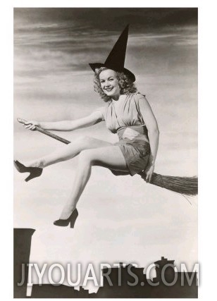 Halloween, Woman on Broomstick