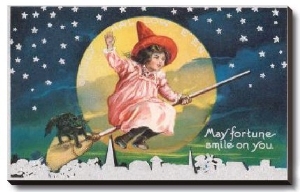 May Fortune Smile on You, Halloween, Girl on Broomstick