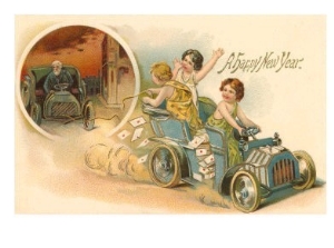 Happy New Year, Children in Old Car