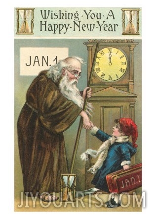 Happy New Year, Old Man Time and Child