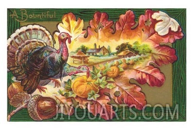 Bountiful Thanksgiving, Turkey on Oak Leaf