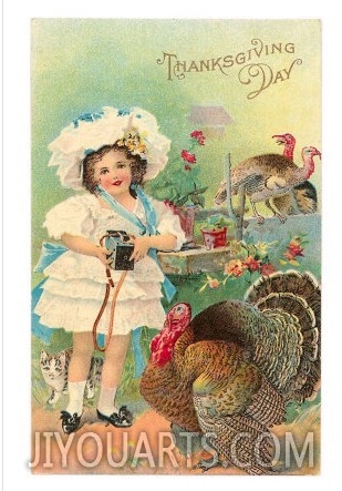 Girl with Camera, Cat and Turkey