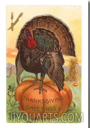 Greetings, Turkey on Pumpkin