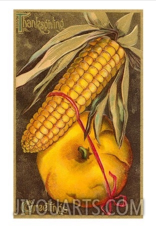 Thanksgiving Greetings, Corn and Pumpkin