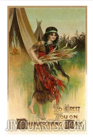 To Greet You on Thanksgiving Day, Indian Maiden
