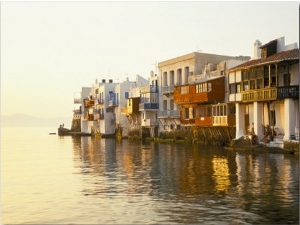 Little Venice at Sunset, Mykonos Town, Mykonos, (Mikonos), Greek Islands, Greece