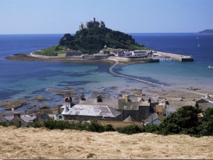 Submerged Causeway at High Tide, Seen Over Rooftops of Marazion, St. Michael