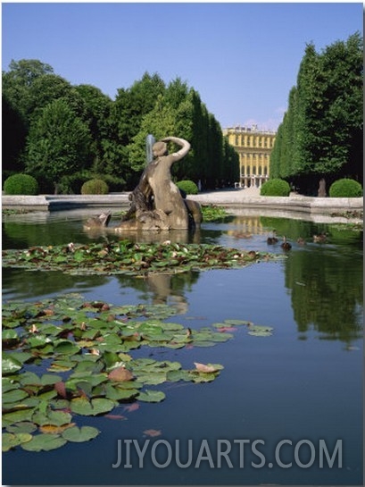 Lily Pond and Naiad Fountain in the Garden of the Schonbrunn Palace, Vienna, Austria