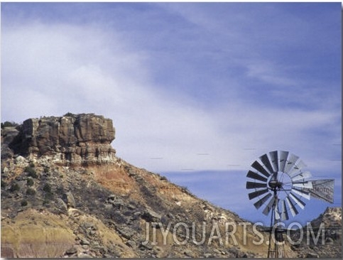 Windmill and Cliffs of Palo Duro Canyon State Park, Texas, USA