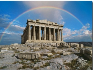 Rainbow in Sky, Parthenon, Greece