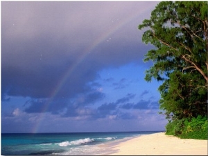 Rainbow Over Sea and Island, Seychelles