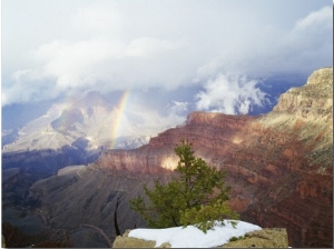 Storm Clouds and Rainbow over Grand Canyon, Grand Canyon National Park, Arizona, Usa