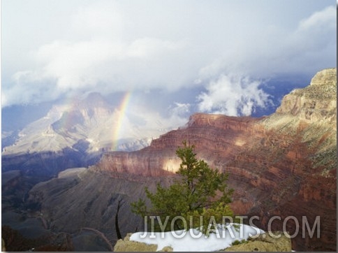 Storm Clouds and Rainbow over Grand Canyon, Grand Canyon National Park, Arizona, Usa
