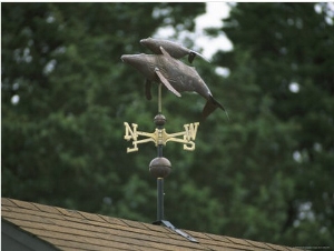 A Mother and Baby Humpback Whale Weather Vane on a Roof Top
