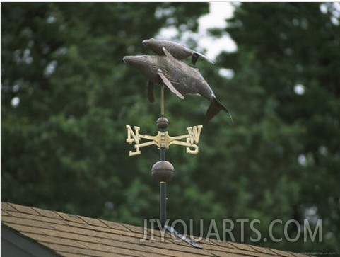 A Mother and Baby Humpback Whale Weather Vane on a Roof Top