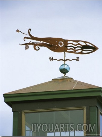 A Squid Shaped Weather Vane Atop a Cupola